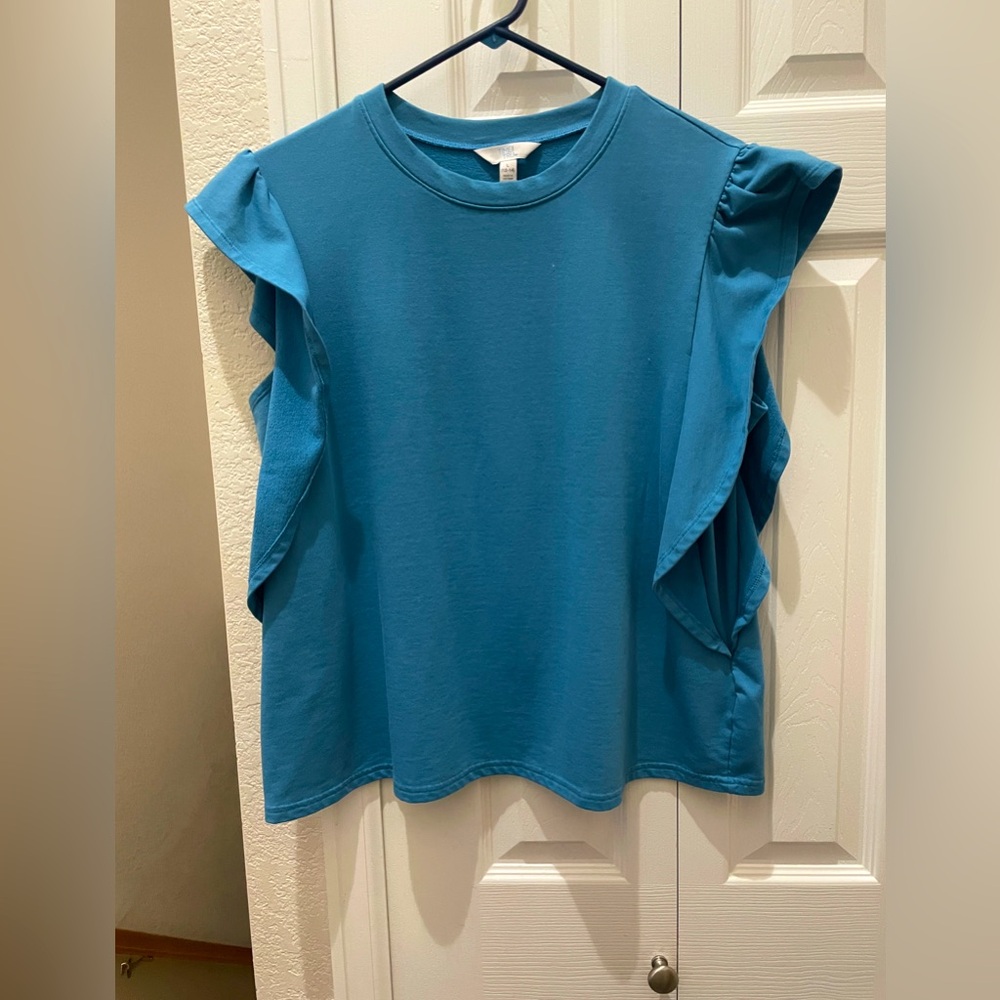 Blue Ruffle Sleeve Women's Top
Wore twice
Clean